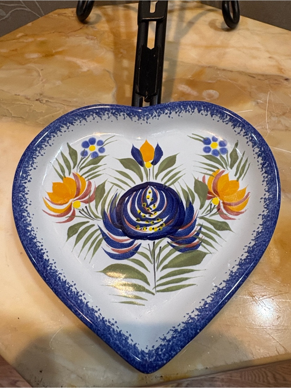 Henriot Quimper Heart-Shaped Hand~ Painted Decorative Dainty Dish